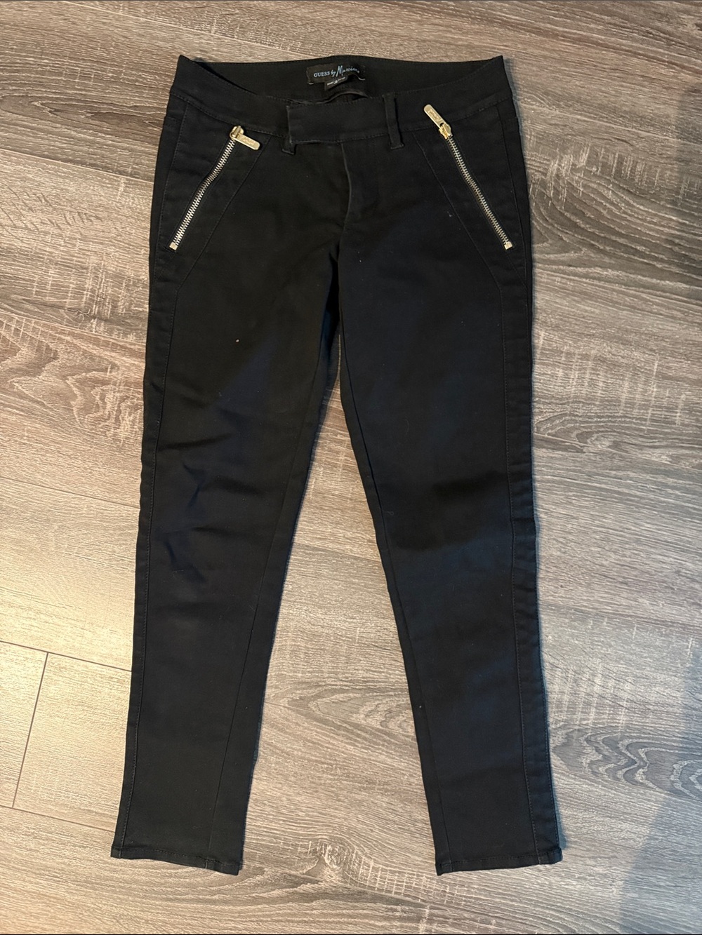 Guess by Marciano Black Skinny Jeans with Gold Zips